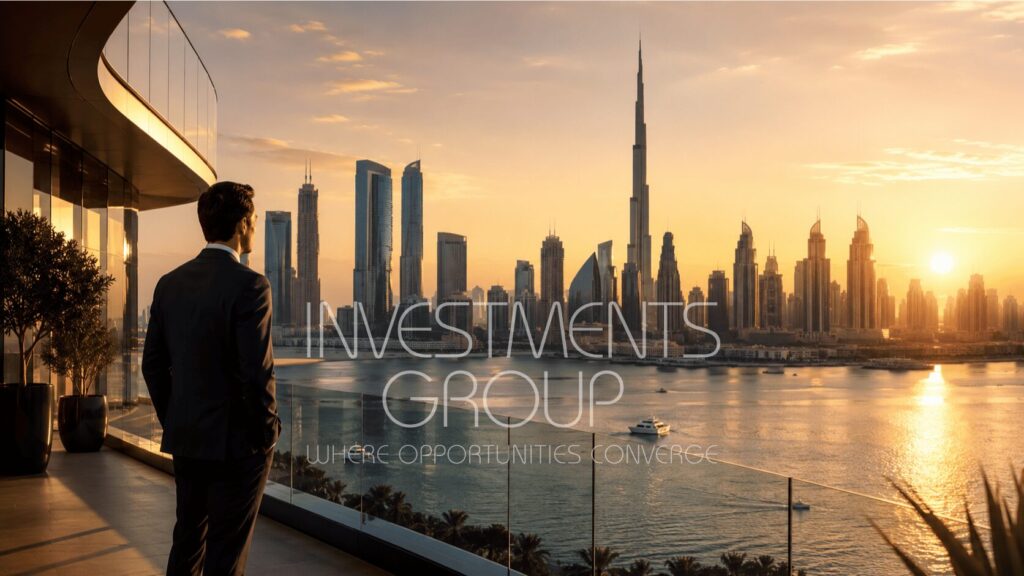 2- The Value of Investing in the UAE - Investments_Group - Investments Group The Value of Investing in the UAE with Abu Dhabi skyline, ADGM, business partnership, and investment growth visuals